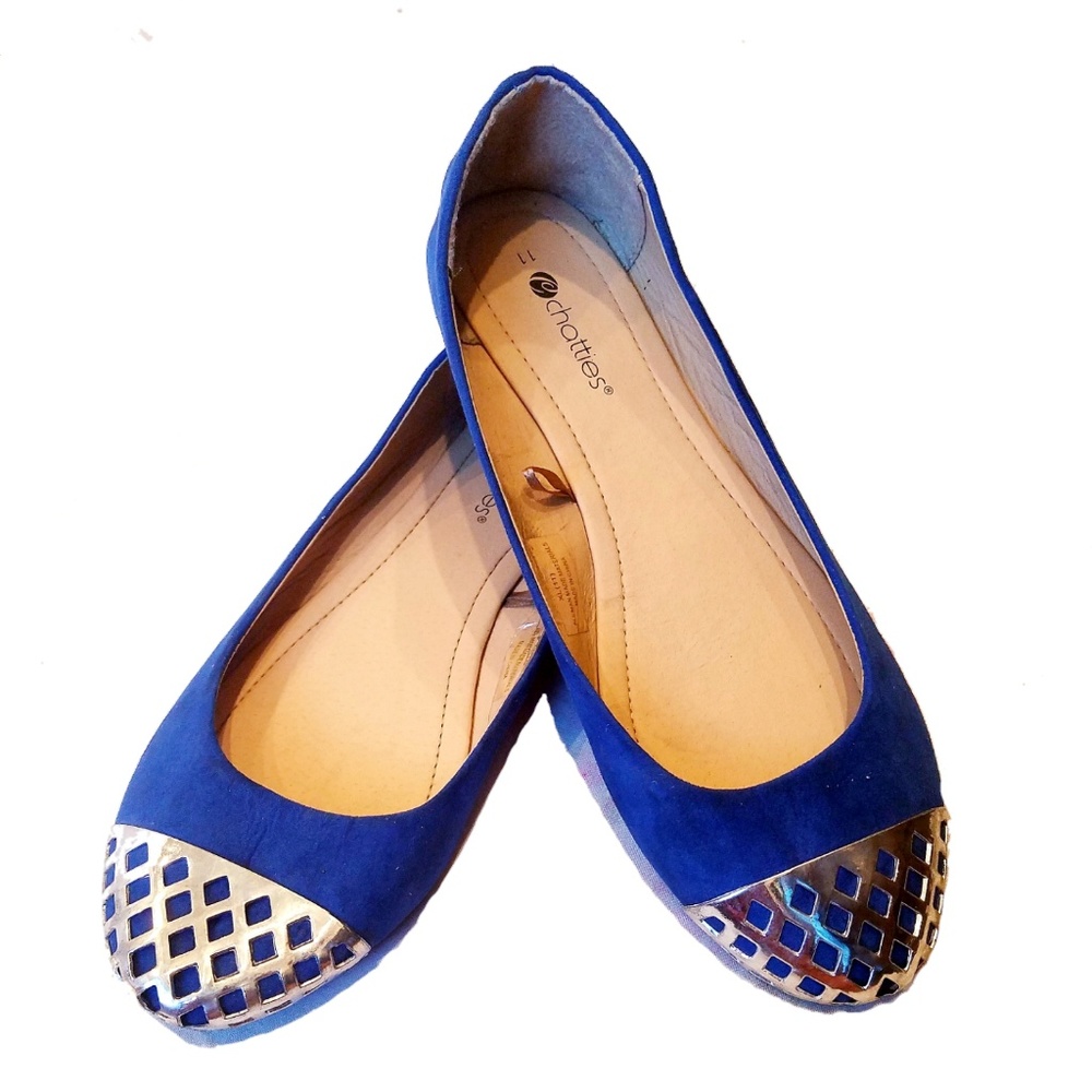 Chatties Royal Blue 💙 Faux Velvet accent flats